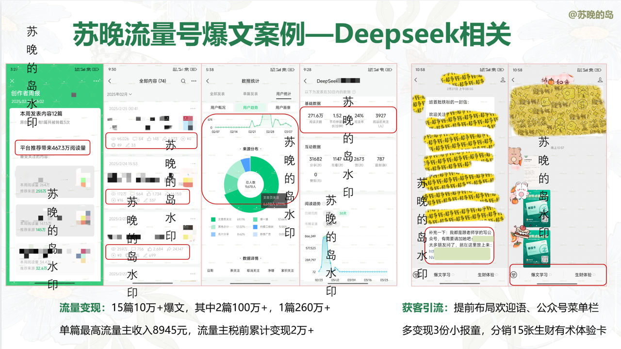 苏晚《我是如何用Deepseek写出3篇百万+爆文，12天涨粉9千，变现2万+》​